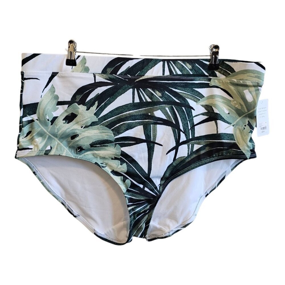 NEW Cacique Mini Palms Tropical High Waist Full Coverage Bikini Bottoms 28